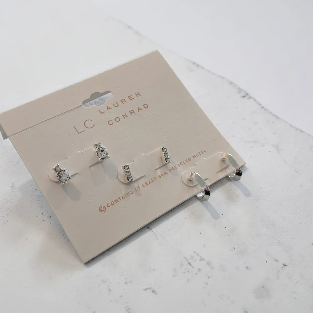 LC Lauren Conrad Silver Earring‎ Trio